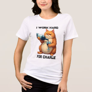 Pet's Simple Modern Funny Cat Name and Photo Tri-Blend Shirt