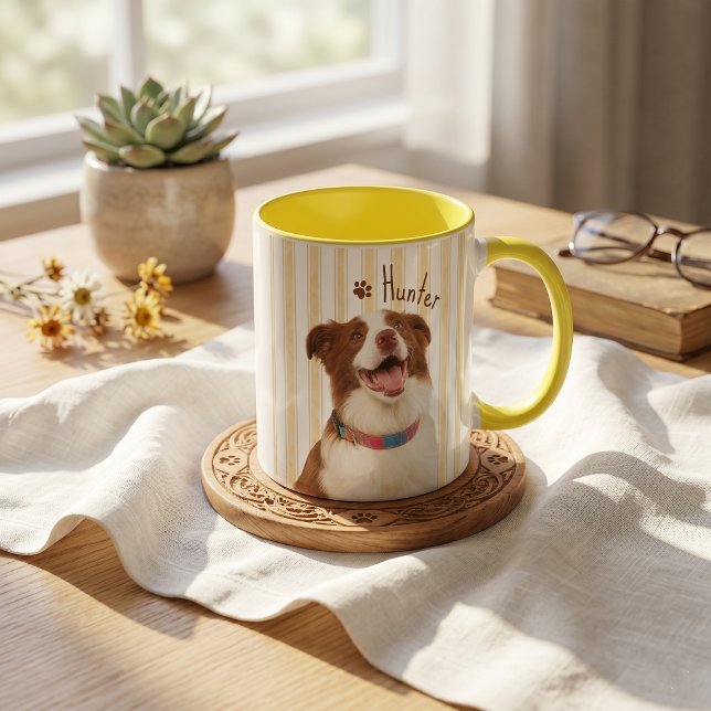 Pet's Simple Modern Name and Photo Mug (Creator Uploaded)
