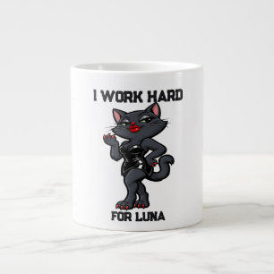 Pet's Simple Modern Typography Cat Name and Photo Large Coffee Mug