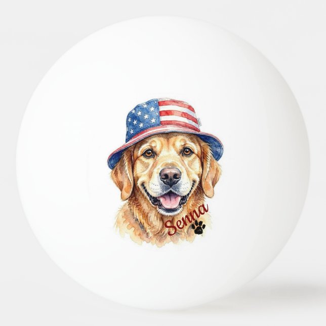 Pet's Simple Modern usa Typography Name Ping Pong Ball (Front)