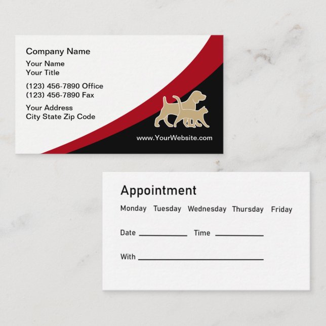 Pets Veterinarian Appointment Cards (Front/Back)