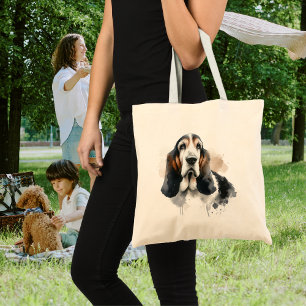 Pets Watercolor Basset Hound Tote Bag
