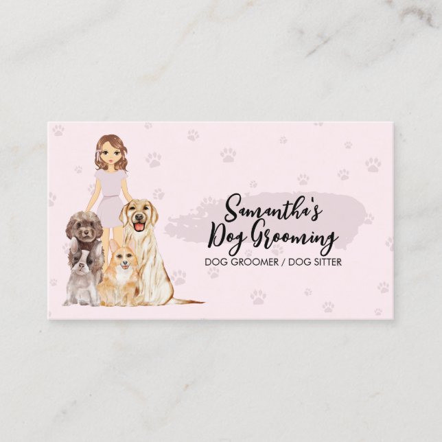 PetSitter dog veterinary Cartoon Business Card (Front)