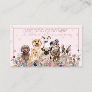 PetSitter dog veterinary pink framed Paws Business Card