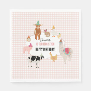 Petting Zoo Party Animals Barnyard Birthday Girl Napkin
