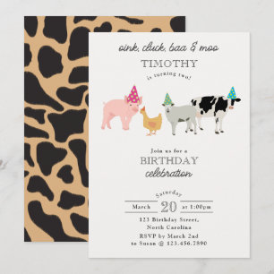 Petting Zoo Party Animals Barnyard Birthday Kids Invitation