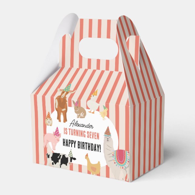 Petting Zoo Party Animals Barnyard Birthday Theme Favor Box (Front Side)