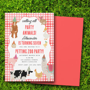 Petting Zoo Party Animals Barnyard Birthday Theme Invitation