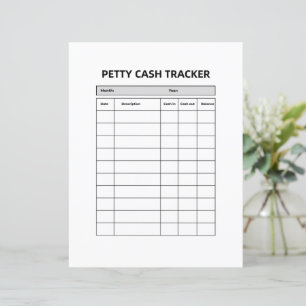 Petty Cash Tracker Log   Printable Expense Record 
