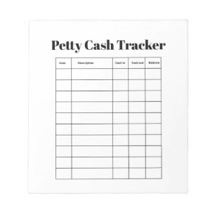 Petty Cash Tracker Notepad
