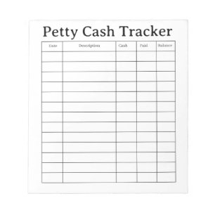 Petty Cash Tracker Notepad