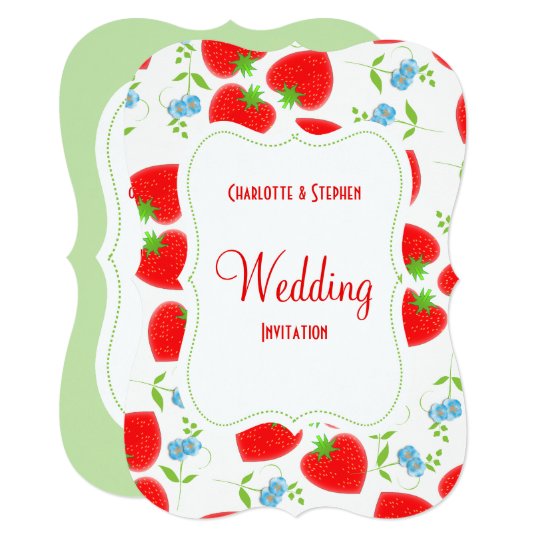 Petty Strawberries Flowers Editable Wedding Party Card