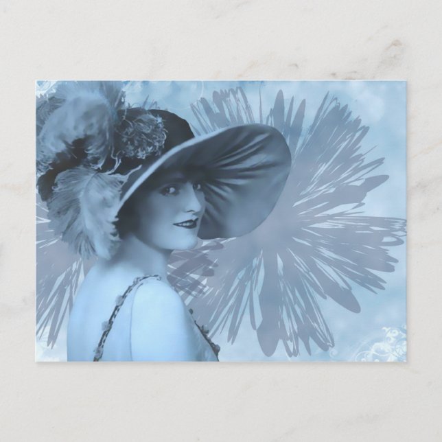 PETULA, 1910s LADY IN BIG HAT: BLUE Postcard (Front)