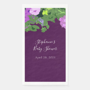 Petunia Floral Eggplant Purple Baby Shower Pretty Napkin