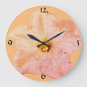Petunia Flower Floral Christmas Peach Abstract Large Clock