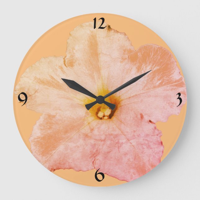 Petunia Flower Floral Christmas Peach Abstract Large Clock (Front)
