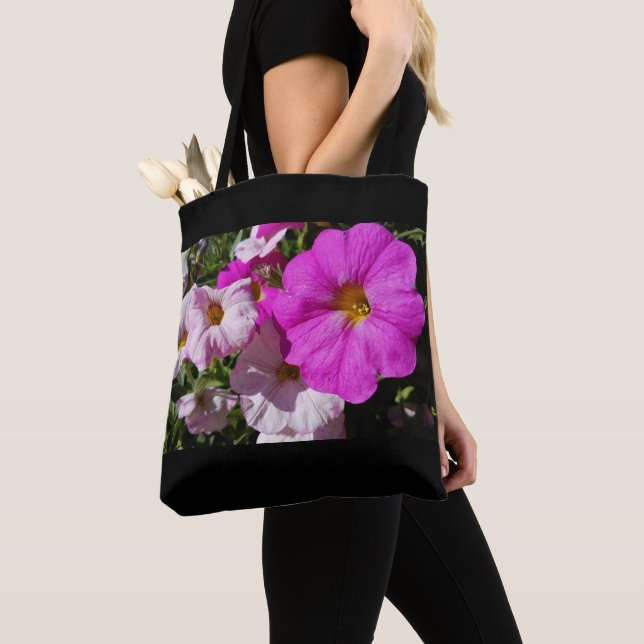 Petunia Flowers / Bright Pink And Pale Pink / Tote Bag (Close Up)