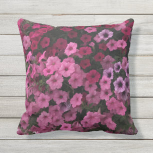 Petunia Flowers Outdoor Pink Purple Garden Bench Pillow