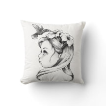 Petunia in a fairy girl's hair, hummingbirds drink