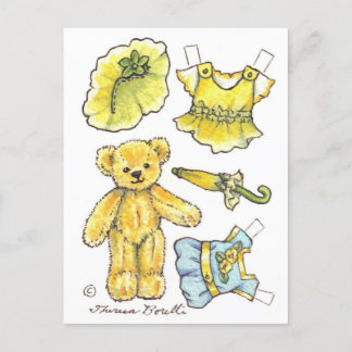 Pétunia jaune Teddy Papier Poupée mignonne carte p