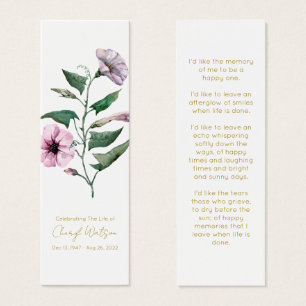 Petunia Simple Funeral Memorial Mini Bookmark