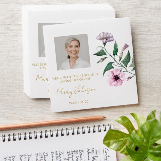 Petunia | Simple Photo Funeral Seed Envelope (Stacked)