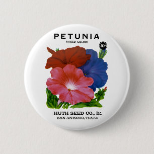 Petunia Vintage Seed Packet 2 Inch Round Button