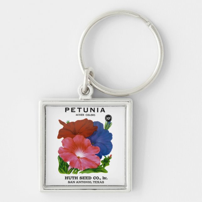 Petunia Vintage Seed Packet Keychain (Front)