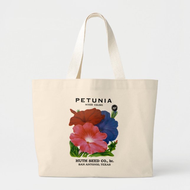 Petunia Vintage Seed Packet Large Tote Bag (Front)