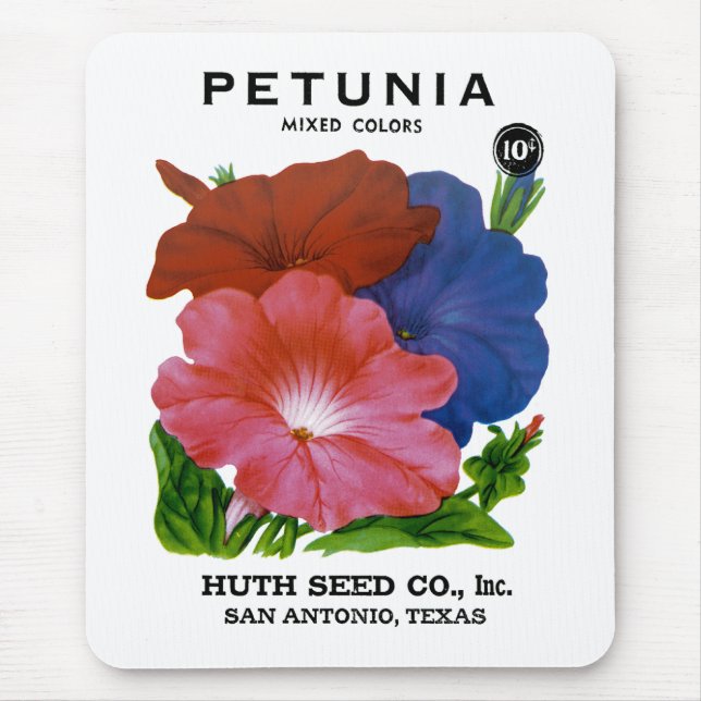 Petunia Vintage Seed Packet Mouse Pad (Front)