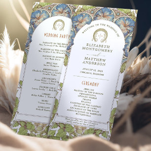 Petunia Vintage Wedding Program Art Nouveau Mucha