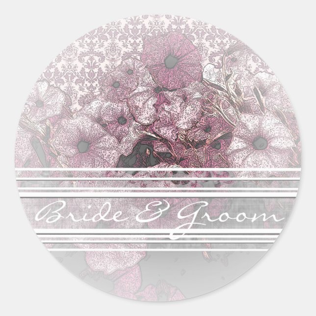 Pétunia Violet Sur Stickers Élégants Gradient Blan (Devant)