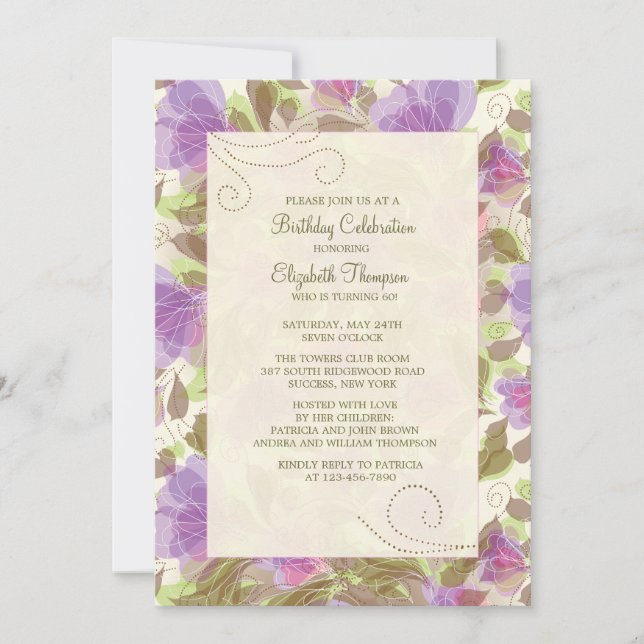 Petunias Floral Invitation (Front)