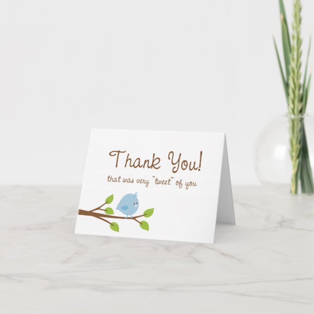 Peu de carte de remerciements de birdie - bleu (Devant)
