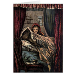 Peu de loup rouge de capuchon dans le lit de la