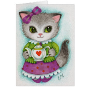 Peu de théière - art mignon de chat