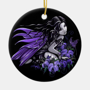 "Peu" ornement violet bleu de fée de papillon de