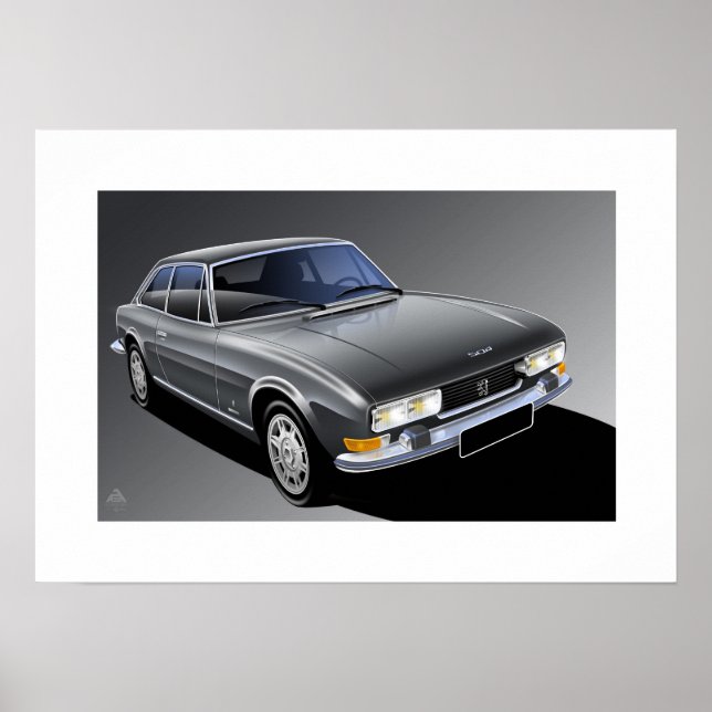 Peugeot 504 Coupe Poster illustration (Front)