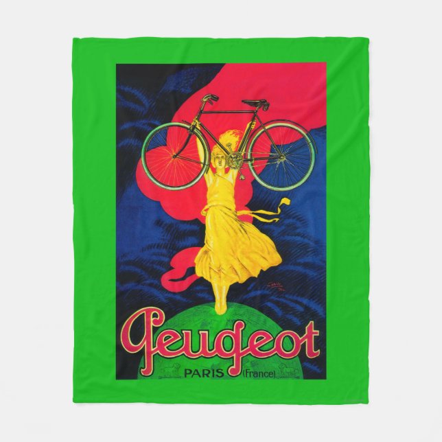 Peugeot Bicycle Vintage PosterEurope Fleece Blanket (Front)