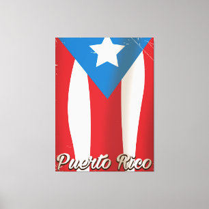 peurto rico vintage flag travel poster canvas print