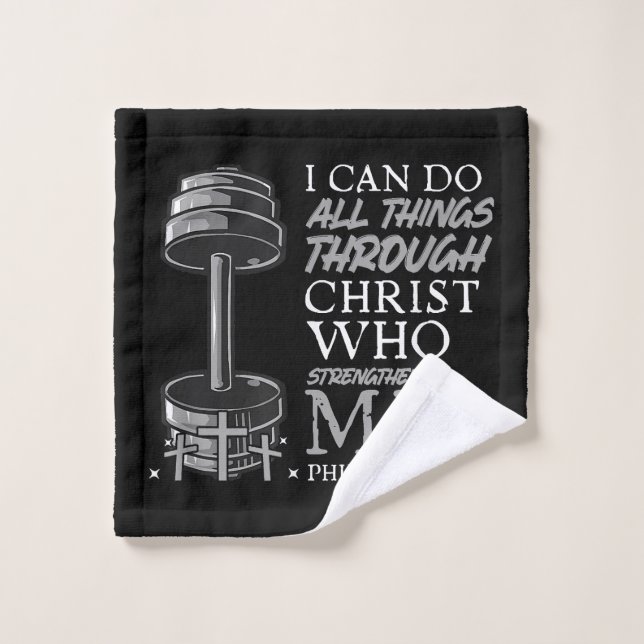 Peut Faire Tout Weightlifter Gym Bible chrétienne (Gant de toilette)