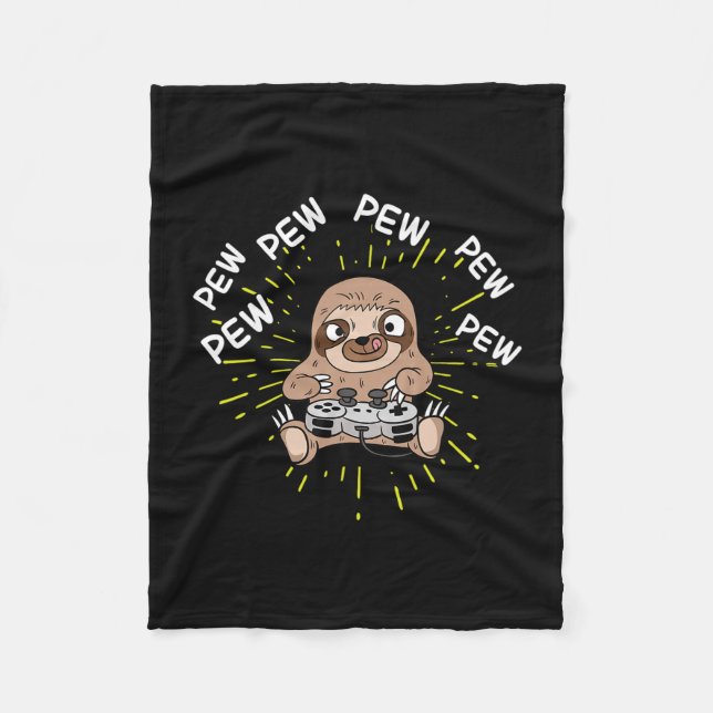 Pew Gamer Sloth Gaming  Fleece Blanket (Front)