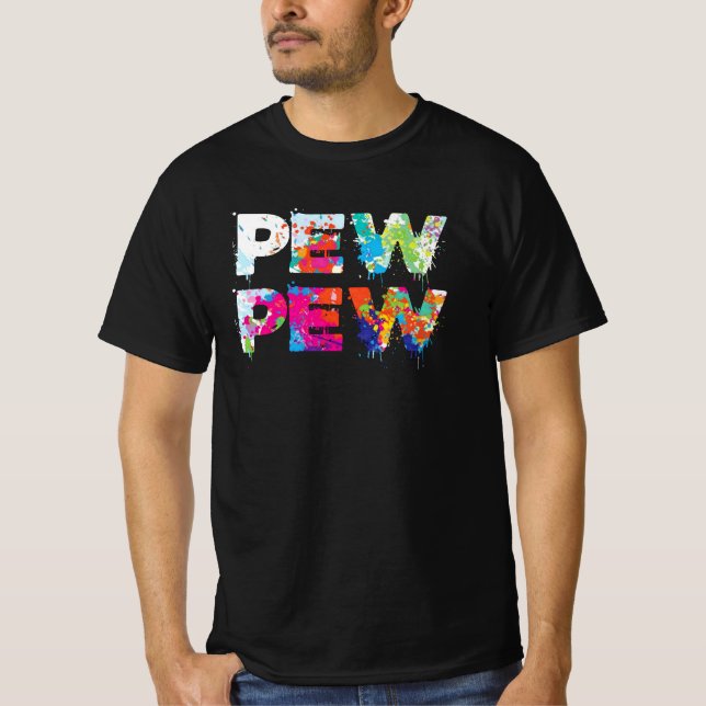 Pew Pew - Funny Paintball T-Shirt (Front)