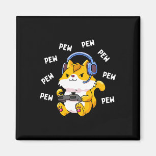 Pew Pew Gamer Cat Video Game Cats Gaming Kitty Lov Magnet