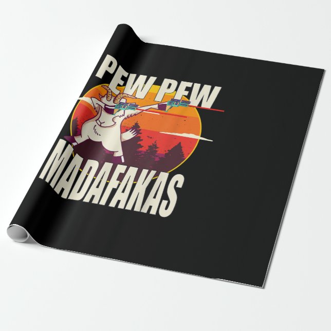 Pew Pew Madafakas Pew Pew Madafakas Goat Wrapping Paper (Unrolled)