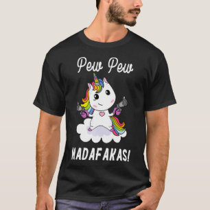 Pew Pew Madafakas Unicorn with Pistols Fantasy Pul T-Shirt