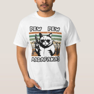 Pew Pew Madafakas Vintage Funny Cat T-Shirt