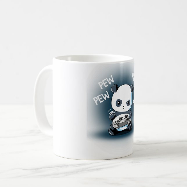 Pew Pew Panda gamer Coffee Mug (Front Left)