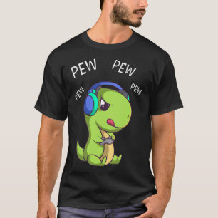 Pew Pew Pew Cute T-rex Dinosaur Video Gamer Gaming T-Shirt