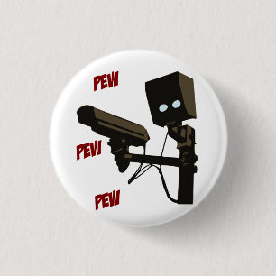 Pew Pew Pew Laser Radar Gun Robot 1 Inch Round Button